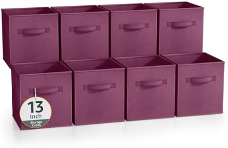 Sorbus Fabric Storage Cubes, 8 Pack, with Handles (13 Inch, Purple) by Sorbus