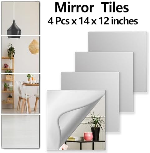 Unbreakable Acrylic Full Length Mirror for Wall Mounted, Full Body Mirror for Kids, Flexible Plastic Safe Shatterproof, 4 PCS 14 x 12 Inches, Workout Mirrors Tiles for Home Gym, Bedroom Over The Door - Image 3