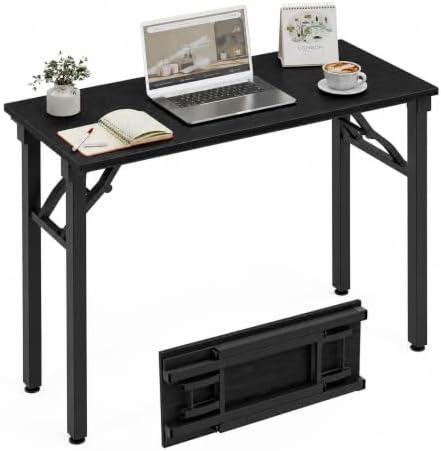 XBurmo Folding Desk Foldable Table, No Assembly 35.8" Foldable Desk Space-Saving Workstation for Small Space, Computer Table, Flat Storage for Home Office, Bedroom, Dorm, Study Room, Dark Oak by XBurmo