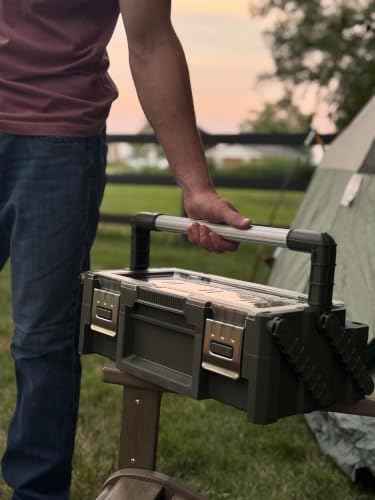 18" Cantilever Tool Box Organizer, Olive Green Heavy-Duty Tool Storage Box - Image 3