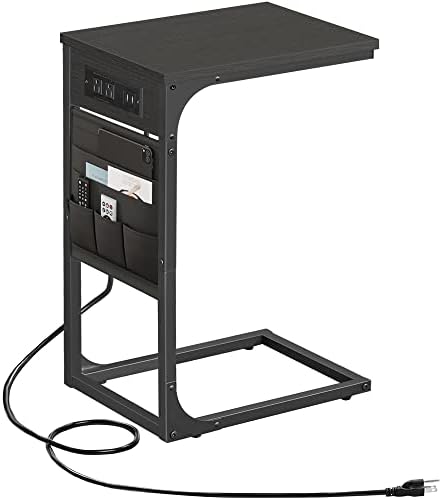 TUTOTAK C Shaped End Table with Charging Station, Side Table for Sofa by ChoosetutotakFurnitureBuildYourCozyHome