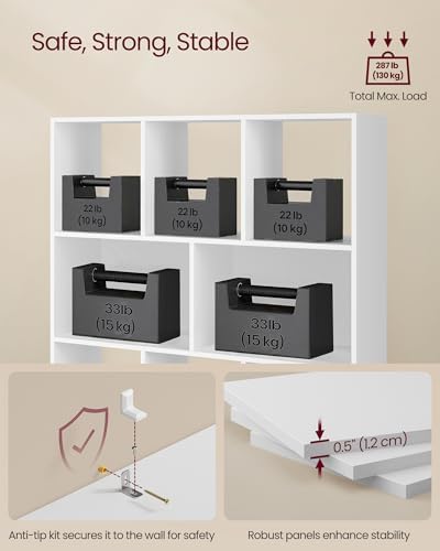 VASAGLE Bookshelf, 8 Cubes Storage Organizer, 35.4 x 9.5 x 39.4 Inches - Image 6