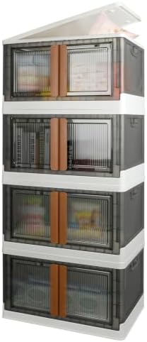 Storage Boxes, Extra Large Cabinet with Lids, 19 Gallon(72L) Capacity (Each One), 4 Packs, Useful Box with Door and Buckles, Foldable, Transparent, Excellent Home Organizers by AssHMKITOfficial
