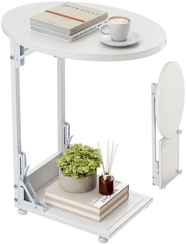 Elbourn Folding Side Table End Couch Tables, C-Shaped TV Stand for Sofa by Elbourn