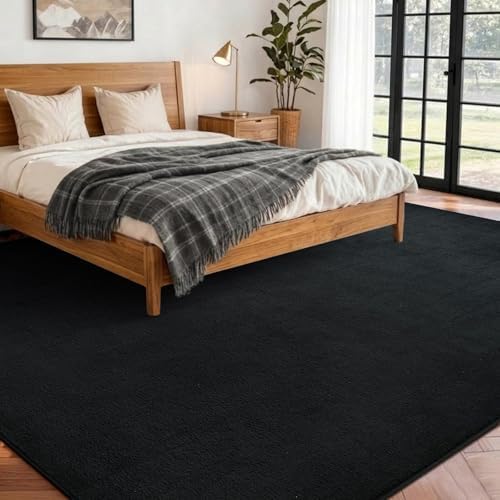 6x9 Large Pure Black Area Rug Non-Slip Washable for Living Room Bedroom - Image 2
