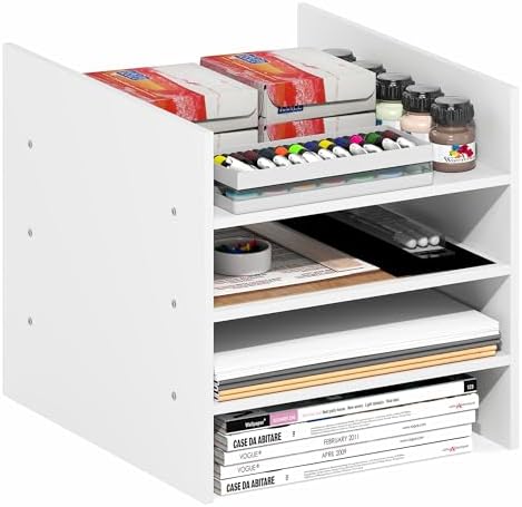 Furinno Cubicle 3-Shelf Cube Insert, 3-Tier Cube Organizer, White by Furinno-FitsYourSpaceFitsYourBudget