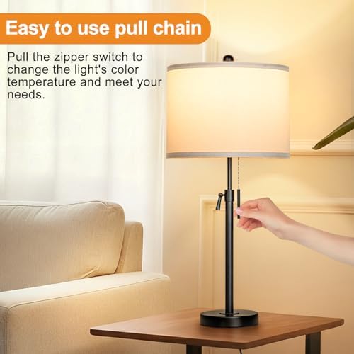 Qingmiao Table Lamps Set of 2, 22" to 30" Adjustable Nightstand Lamps for Bedroom, Dimmable End Table Lamps for Living Room Console Entry Farmhouse Home Decor, New House Warming Gifts - Image 5