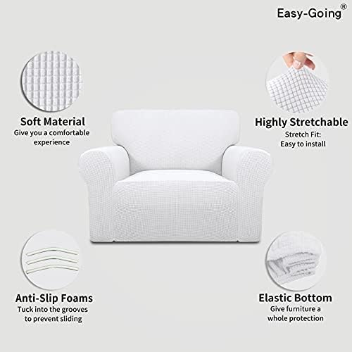 Easy-Going Stretch Oversized Chair Slipcover with Arm Washable Snow White - Image 3