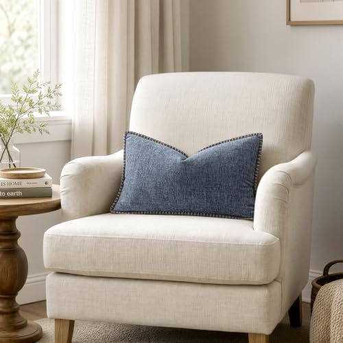 MIULEE Decorative Lumbar Throw Pillow Covers 12x20 in Dark Grey Blue 2 Pack - Image 4