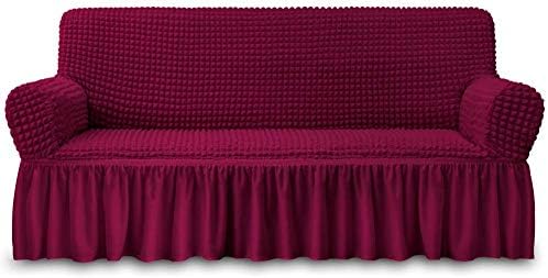 NICEEC Sofa Cover Wine Red Couch Cover Stretch Sofa Slipcovers with Skirt by NICEEC