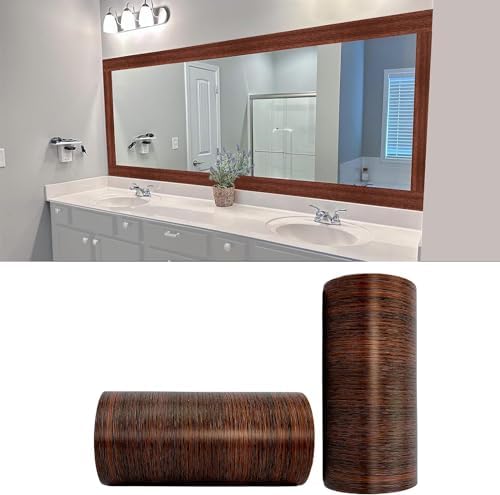 YESUS Dark Grey Wood Grain 3D 10M Wallpaper Frame Removable PVC Waterproof Peel and Stick Wallpaper,Bathroom Frame Sticker Wall Decor 3.93" x 32.8" (Brown, 4inc) by Unknown