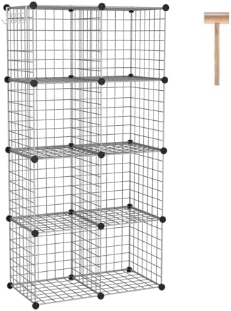 C&AHOME Wire Cube Storage, 8 - Cube Organizer Metal C Grids, Silver Gray by CAHOME