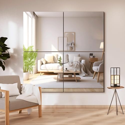 Delma Frameless Mirror Tiles 22"x22"x4 Pcs Wall Mounted by Delma