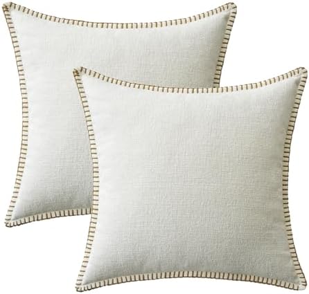 MIULEE Decorative Couch Throw Pillow Covers 20x20 Inch Pure White 2 Pack - Image 6