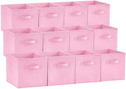 Lifewit Storage Cubes, 11 Inch Organizer Bins, 18L Pink, 12 Packs by Lifewit
