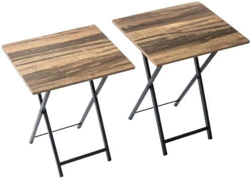 Folding TV Tray Table, Set of 2 Small Table, TV Dinner Table, Snack Tray Table Set, Portable Foldable Desk, Sofa Side Table, TV Tray Table for Couch, Living Room, Small Space by RUOZTEOO