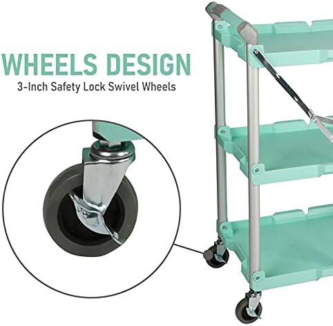 Olympia Tools 89-349 Pack-N-Roll Folding Collapsible Service Cart, 150LB Capacity, Teal - Image 6