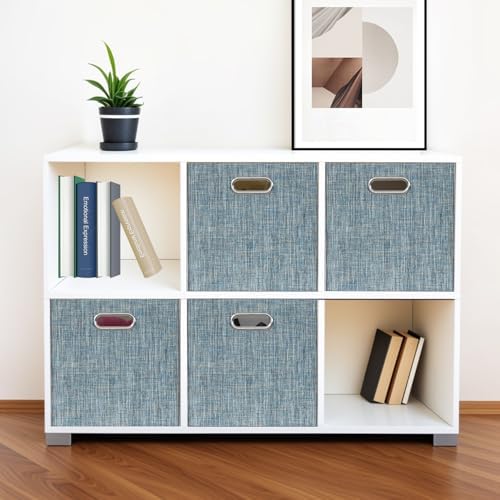 Posprica Storage Boxes, Foldable Organiser Cube Basket Bin, Thick and Heavy Duty (28×28×28cm/4pcs, Teal) - Image 6
