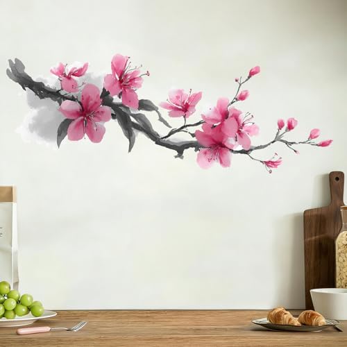 ANNA QUEEN Ink Cherry Blossom Branch Wall Decals | Peel and Stick Watercolor Floral Wall Stickers – Removable Asian Style Vinyl Wall Art for Bedroom, Living Room, Office & Zen Décor - Image 3