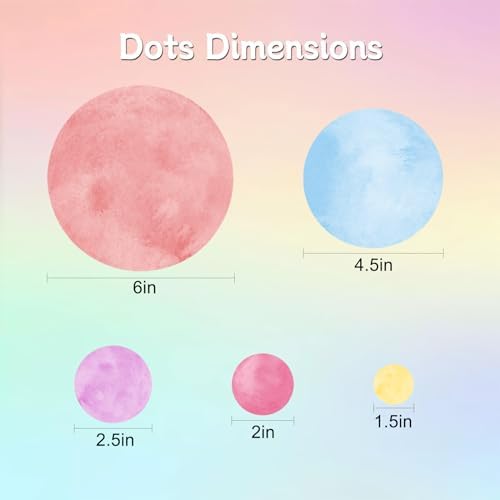 AOWDIAO 68 Large Watercolor Polka Dot Wall Decals, Peel and Stick Vinyl Stickers for Girls Bedroom, Nursery, Playroom, Classroom Pastel Decor - Image 4