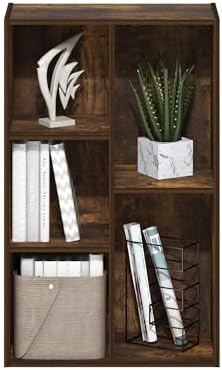 Furinno LUDER Book Shelf, 5-Cube Bookshelf, Reversible Bookcase, 9.4 x 19.5 x 31.5, Easy Assembly, for Living Room, Bedroom, Home Office, Amber Pine - Image 5
