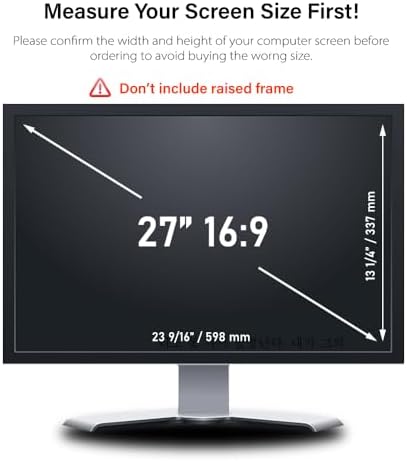 27 Inch - 16:9 Aspect Ratio - Computer Privacy Screen Filter for Widescreen Monitor - Anti-Glare - Anti-Scratch Protector Film - Protects Your Eyes from Harmful Glare and Blue Light - Image 4