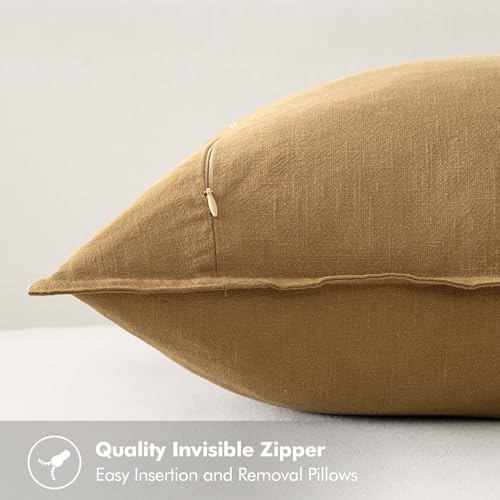 MIULEE Decorative Linen Pillow Covers 20x20 Inch Mustard Yellow - Image 3