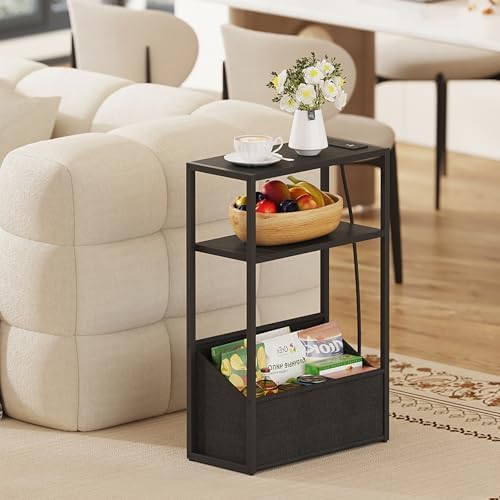 TUTOTAK Narrow Side Tables with Charging Station, Slim End Tables Set of 2 - Image 2