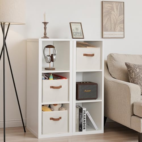 StorageWorks Closet Storage Bins with PU Handles, Ivory White, Extra Large - Image 3