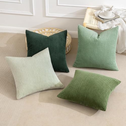 MIULEE Soft Corduroy Decorative Throw Pillow Covers Forest Green 24x24 - Image 4