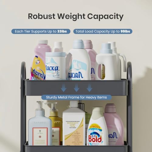 DUMOS 4 Tiers Rolling Utility Cart, Storage Organizer, Shelving Unit - Image 4