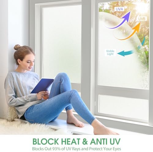 STATINT Frosted Glass Privacy Window Film UV Blocking, 35.4in x 6.5ft - Image 2