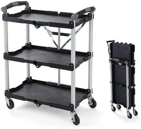 Olympia Tools 85-188 Pack-N-Roll Folding Collapsible Service Cart, 150LB Capacity, Black by OlympiaTools