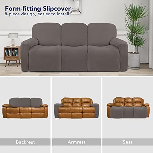PureFit Super Stretch 3 Seats Recliner Sofa Couch Cover with Pocket - Image 4