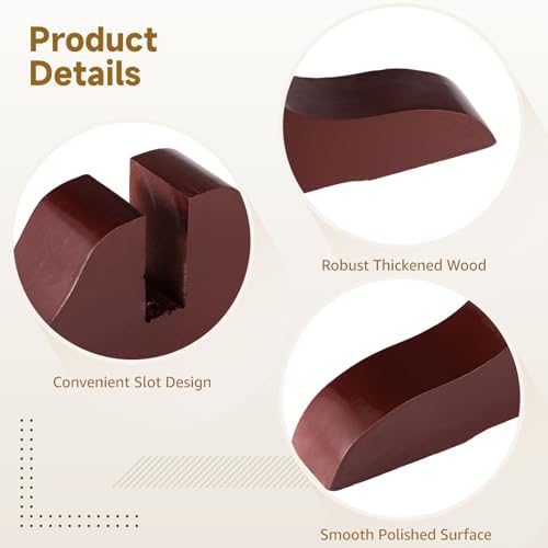 5 Pcs Folding Room Divider Stands, Wooden Privacy Screen Holders, Office Partition Support Bases with Slots, Includes Nails for Easy Assembly, Ideal for Home, Office (Dark Red) - Image 4