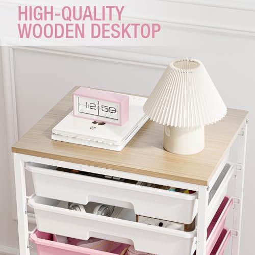 TOOLF Rolling Storage Cart with 8 Drawers,Rose Pink - Image 7