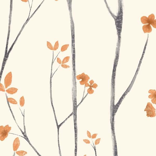 Timeet Peel and Stick Wallpaper White and Orange Floral Wallpaper Boho Leaf Contact Paper Self Adhesive Removable Wall Paper for Bedroom Bathroom Cabinet Wall Decoration 16"x197" by Timeet