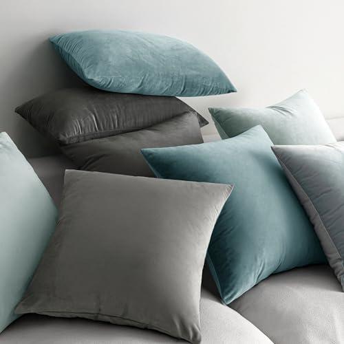 MIULEE Velvet Throw Pillow Covers 18x18 Inch Pack of 2 Grey - Image 4