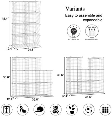 C&AHOME Wire Cube Storage, 8-Cube Organizer Metal C Grids Storage, White - Image 3