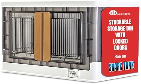 Quik Box - 8.5 Gallon Stackable Storage Bins with Doors & Wheels - Collapsible Organizer for Dorms, Bedroom & Home - Durable Polystyrene - White by dbestproductsInc