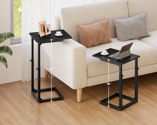 Vagusicc C-Shaped End Table for Couch, 33" Tall C Table Adjustable Height Side Table, Couch Side Tables with Metal Frame Slide Under Sofa, Sofa Table TV Tray for Living Room, Bedroom, Bedside, Black - Image 2