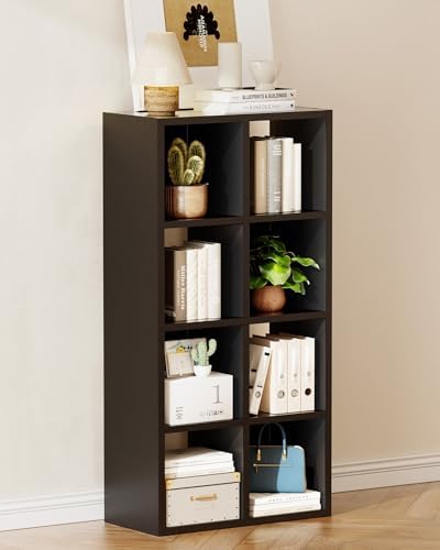 GTPLAYER 8-Cube Storage Organizer Shelf – Fits 11" Bins, 2×4 Design, Vertical or Horizontal Use, Partial Back Panels, for Living Room, Media Console, Hallway, Black by GTPLAYER