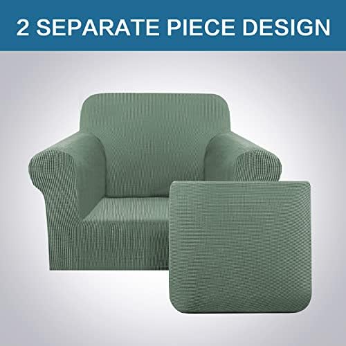 H.VERSAILTEX 2-Pieces Armchair Cover Chair Slipcovers with Arms Furniture Protector Cover Fit Armchair Width Up to 47 Inch, Jacquard Spandex Couch Covers Armchair Slipcover - Loden Frost, Chair - Image 3
