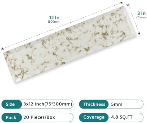 Peel and Stick Mirror Tiles, 3x12 Inch Beveled Antique Mirrror Backsplash Tiles for Kitchen Bathroom Wall 20 Pcs - Image 3