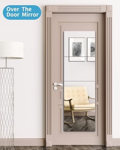 Unbreakable Full Length Wall Mirror, Over The Door Mirror, Thick 1/8", 56 x14 inch, 4 Pcs 14 x14 inch, Made of Shatterproof Plexiglass Acrylic, Long Mirrors for Bedroom, Workout for Home Gym Body - Image 5
