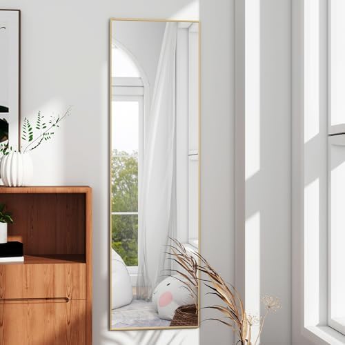 48"x 14" Over the Door Mirror Full Length, Full Body Mirror, Gold - Image 3