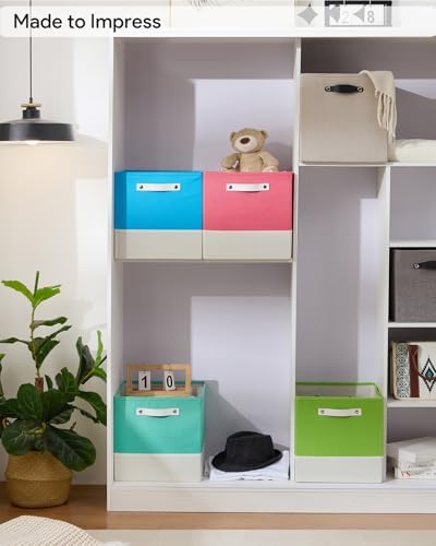 Cube Storage Bins | 10.5"x10.5"x11", Macaron & White, 6 Pack - Image 7