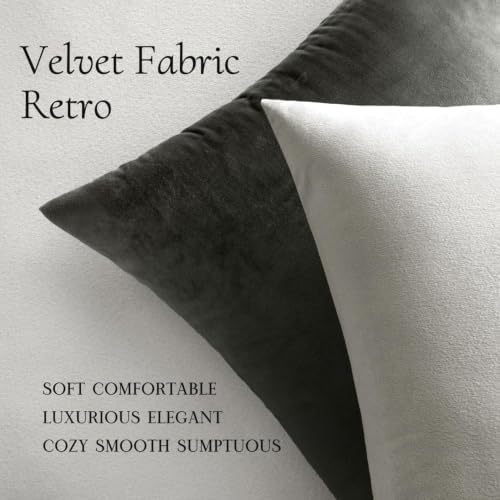 MIULEE 26x26 Inch Pack of 2 Euro Velvet Throw Pillow Covers Greyish White - Image 5