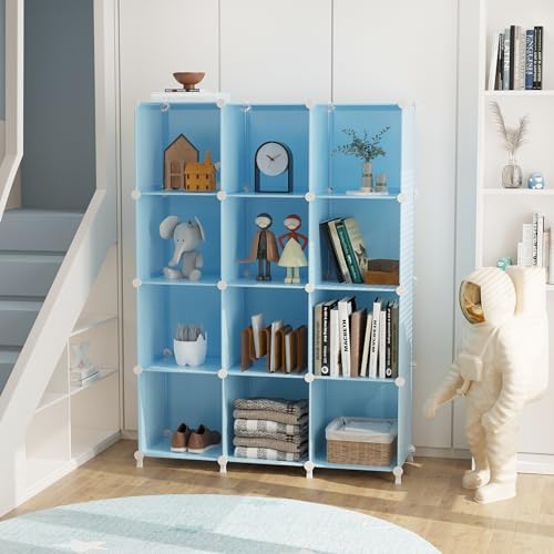 AWTATOS 12 Cube Storage Organizer, Closet Organizers Storage Shelves, Blue - Image 2