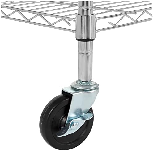Amazon Basics 5-Shelf Adjustable, Heavy Duty Storage Shelving Unit on 4" Wheel Casters, Easy to Move Portable Wire Shelving, No Tools Needed for Easy Assembly, 30" x 14" x 64.8", Chrome - Image 4